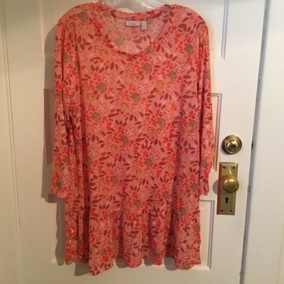 Ruffle Mesh Tunic Orange Sz L - Picture 1 of 6
